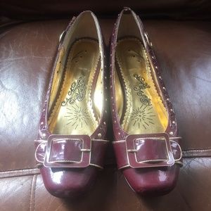 Naughty Monkey Maroon Patent Leather Flats Size 10